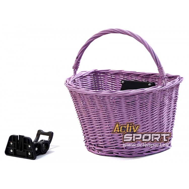 Košík na riadidlá KLIP - prútený fialový matný 